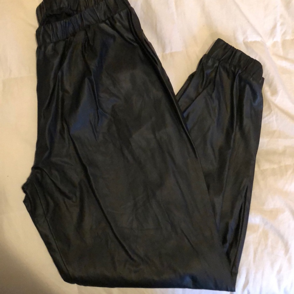 Leather joggers